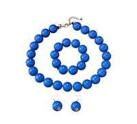 meberg Karma NH11265798 Xl Statement Juego de joyas pendientes, pulsera y cadena multicolor perlas acrílicas collar de mujer 50 cm joyas modernas juego de joyas para mujer cadena regalo para ella