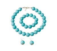 meberg Karma NH11265798 Xl Statement Juego de joyas pendientes, pulsera y cadena multicolor perlas acrílicas collar de mujer 50 cm joyas modernas juego de joyas para mujer cadena regalo para ella