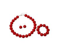 meberg Karma NH11265798 Xl Statement Juego de joyas pendientes, pulsera y cadena multicolor perlas acrílicas collar de mujer 50 cm joyas modernas juego de joyas para mujer cadena regalo para ella