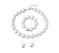 meberg Karma NH11265798 Xl Statement Juego de joyas pendientes, pulsera y cadena multicolor perlas acrílicas collar de mujer 50 cm joyas modernas juego de joyas para mujer cadena regalo para ella