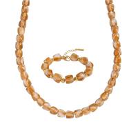 meberg Karma NH11473001 - Juego de joyas para mujer, collar de 48 cm, pulsera de poliresina, impermeable, hipoalergénico, moderno, cadena para mujer