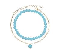 meberg Karma NH11542046 Tobillera Set de 2 Tobilleras Azul Oro Juego de 2 Tobilleras Glow in the Dark Tobillera Joyas Vacaciones Playa Accesorios de Moda de Noche Juego de Cadena para el
