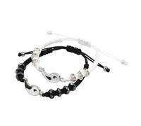 meberg NH10060390 - Pulseras para parejas Yin & Yang, negro, blanco, unisex, pulsera textil, joyería para parejas, juego de pulsera ajustable para hombre y mujer