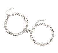 meberg NH10989100 Partner Armbänder Edelstahl Silber Parchen-Schmuck 17 cm Liebesschmuck Herz Größe verstellbar Armbandset Damenarmband Herzarmband magnetisch Herrenarmband