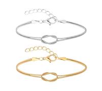 meberg NH11169645 - Pulseras para parejas con nudo de plata y oro, unisex, 18 cm, joyería para parejas, juego de pulsera, resistente al agua, hipoalergénica, para hombre y mujer
