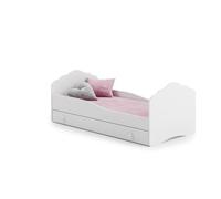 MEBLEKO Cama infantil Fala blanca 140 x 70 cajón, colchón, estructura