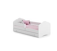 MEBLEKO Cama infantil FALA blanca 140x70 con un cajón y un riel