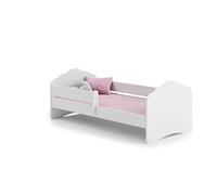 MEBLEKO Cama Infantil Fala Blanca 160 x 80 barandilla, colchón, Bastidor