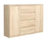 MebLocker Comoda con 4 Cajones y 2 Puertas - 138,6x101,5x39 cm - Sinfonier para el Dormitorio y el Salón - Armario Espacioso con Cajones de Diseño Moderno - Roble Sonoma