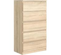 MebLocker Comoda con 5 Cajones - 39x70x124.5 cm - Sinfonier para el Dormitorio y el Salón - Armario Espacioso con Cajones de Diseño Moderno - Roble Sonoma