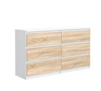 MebLocker Comoda con 6 Cajones - 120x78,5x39 cm - Sinfonier para el Dormitorio y el Salón - Armario Espacioso con Cajones de Diseño Moderno - Blanco Sonoma