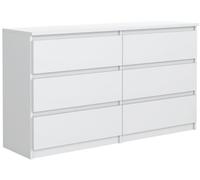 MebLocker Comoda con 6 Cajones - 138,6x78,5x39 cm - Sinfonier para el Dormitorio y el Salón - Armario Espacioso con Cajones de Diseño Moderno - Blanco