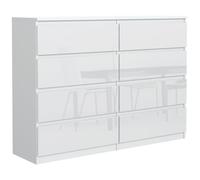 MebLocker Comoda con 8 Cajones - 138,5x101,5x39 cm - Sinfonier para el Dormitorio y el Salón - Armario Espacioso con Cajones de Diseño Moderno - Blanco Brillante