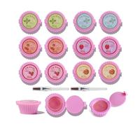 Mebtmel - Juego de 12 bálsamos labiales para cupcakes, regalos de fiesta, surtido de frutas, bonitos diseños de magdalenas