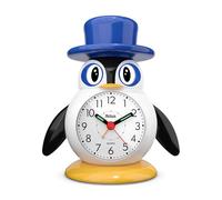 Mebus Despertador Infantil con Mecanismo de Cuarzo, iluminación y función de repetición, Apertura y Cierre de Ojos, manecillas Luminosas, diseño de pingüino 26514