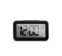 Mebus digitaler Wecker mit Lichtsensor, Innenthermometer, 2 Weckzeiten, Schlummer-Funktion/Material: Kunststoff/Farbe: Schwarz/Modell: 42435