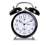 Mebus Despertador mecánico de Cuerda para Dormir Profundo, para niños, con Alarma Fuerte, manecillas luminiscentes, Alternativa sin Pilas, Color Negro Reloj, Metal, Normal