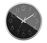 Mebus Reloj de Pared de Cuarzo I Mecanismo de Leisegangwerk sin Ruido Tick-Tack I Marco de Aluminio I Esfera árabe I Números 3D I Manecillas de Aluminio I Plata Negro I 30 cm