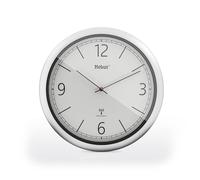 Mebus Reloj de Pared inalámbrico, 26 cm, silencioso, diseño Claro, Marco Plateado, Esfera Blanca, Modelo 19810, Elegante y preciso, Color Blanco