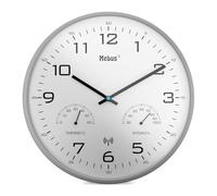 Mebus Reloj de Pared Moderno con indicador de Temperatura y Humedad, 30 cm, Radio Reloj, salón, Cocina, Modelo 52842, Color Gris
