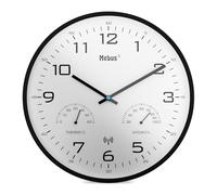 Mebus Reloj de Pared Moderno con indicador de Temperatura y Humedad, 30 cm, Radio Reloj, salón, Cocina, Modelo 52840, Color Negro