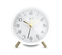 Mebus Reloj Despertador silencioso con diseño Elegante, repetición de Alarma y Esfera iluminada, Color Blanco para Cualquier habitación 56973