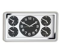 Mebus Reloj Mundial Cuarzo, Multipantalla, Blanco, 25,5 x 45,7 x 5 cm, reloj de oficina