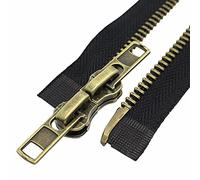 MebuZip #8 Chaqueta separadora bidireccional de latón antiguo de 24 pulgadas, cremallera para diestros, cremalleras de metal resistentes para chaquetas de hombre, abrigos de costura (TWRH)