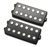 MEC Pasive MM Style Bass Pickup Set Metal Cover 6 String - Brushed Black Chrome