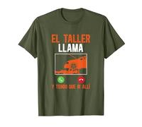 Mecáni Mecánico El Taller Llama Y Tengo Que IR Allí Camiseta, Hombre, Verde Oliva, S
