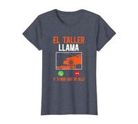 Mecáni Mecánico El Taller Llama Y Tengo Que IR Allí Camiseta, Mujer, Azul Jaspeado, L