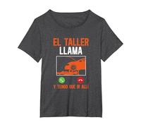 Mecáni Mecánico El Taller Llama Y Tengo Que IR Allí Camiseta, Mujer Tallas Grandes, Jaspeado Oscuro, 1XL Grande