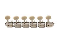 Mecánicas Vintage Deluxe Split Shaft 6 en línea, compatible con Wilkinson | Para estilo Fender/Squier Classic Vibe, estilo Tele; buje de 8,8 mm, relación 15:1(Off White Button)