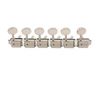 Mecánicas Vintage Deluxe Split Shaft 6 en línea, compatible con Wilkinson | Para estilo Fender/Squier Classic Vibe, estilo Tele; buje de 8,8 mm, relación 15:1(Nickel Button)