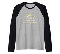 Mecánico de automóviles Hablo Fluent Check Engine Light Auto Repair Camiseta Manga Raglan