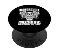 Mecánico de Motocicleta cráneo, Llave, diseño de alas PopSockets PopGrip Adhesivo