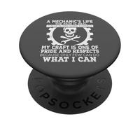 Mecánico Orgullo y Respeto Cita Skull Gear PopSockets PopGrip Adhesivo
