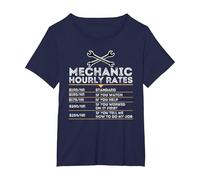 Mecánico por Hora - Reparador mecánico de Mantenimiento Camiseta, Mujer Tallas Grandes, Azul Marino, 2XL Grande