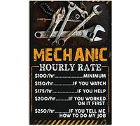 Mecánico tarifa por hora llave de metal herramientas herramientas mecánico taller placa decoración hogar garaje reparación decoración vintage póster arte pared cartel metal cartel 8 x 12 pulgadas