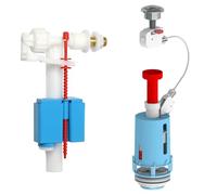 Mecanismo Cisterna Completo Universal: Mecanismo de Alimentación Lateral con Rosca Metálica y Descargador de Doble Descarga 3/6L, Boya y Flotador WC con Pulsador Cromado