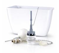 Mecanismo Completo para Cisterna Alta con Grifo Lateral y Descargador | Kit Universal Cisterna WC | Sistema de Llenado y Descarga en Plástico - Fluvia