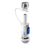 Mecanismo de Descarga Dual para Cisterna, Universal con Cable, Pulsador Cromado de Doble Descarga, Ahorro de Agua, Blanco y Azul, Fluvia