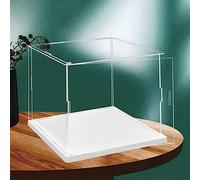 MECC - Vitrina acrílica transparente abierta, base blanca, funda antipolvo de colección (10 x 8 x 8 pulgadas, 25 x 20 x 20 cm)