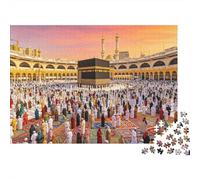 Mecca Pilgrimage 1000 Pieza Puzzles Recycled Islam Scenery Puzzle para Ancianos Accesorios de Juego Puzzle for Familia y Amigos Cumpleaños Great Gift 70x50cm/1000pcs