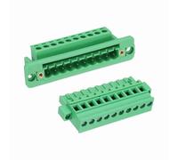 MECCANIXITY 1 juego de conectores de bloque de terminales de tornillo enchufables de 10 pines de 5,08 mm, PA66 300 V 10 A a través de la pared, conectores de terminales PCB JM2EDGWC+KPM+KBM con collar