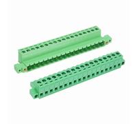 MECCANIXITY 1 juego de conectores de bloque de terminales de tornillo enchufables de 18 pines de 5,08 mm, PA66 300 V 10 A a través de la pared, conectores de terminales PCB JM2EDGKPMM+2EDGKM con placa