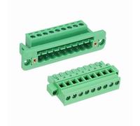 MECCANIXITY 1 juego de conectores de bloque de terminales de tornillo enchufables de 9 pines de 5,08 mm, PA66 300 V 10 A a través de la pared, conectores de terminales PCB JM2EDGWC+KPM+KAM con collar