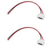 MECCANIXITY 2 cables tipo C hembra de 2 pines, 3 A, 5 V, cuadrado, USB-C hembra a cable de extensión de terminal impermeable para PC, lámparas LED, laptop, color blanco