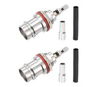 MECCANIXITY 2 conectores BNC hembra impermeables de 1,7 mm 50 ohmios para cable coaxial RG316 RG174 con tubo termorretráctil, mamparo plateado para antena inalámbrica de Internet