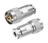 MECCANIXITY 2 conectores de abrazadera UHF macho, adaptador de conexión PL259 de 6 mm, adaptador de conector coaxial RF para cable coaxial RG58 RG141 RG142 RG303 RG400 LMR195 LMR200